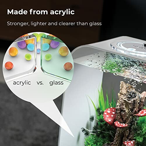 Comparison between acrylic and glass aquarium materials.