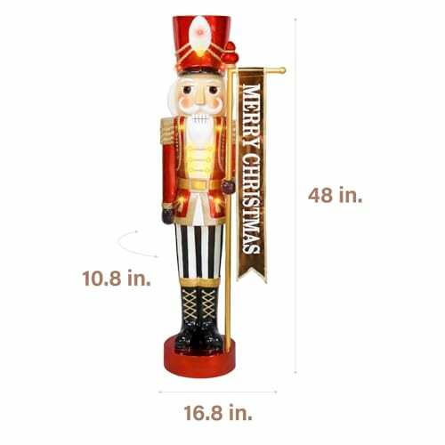 Christmas nutcracker figure with dimensions.