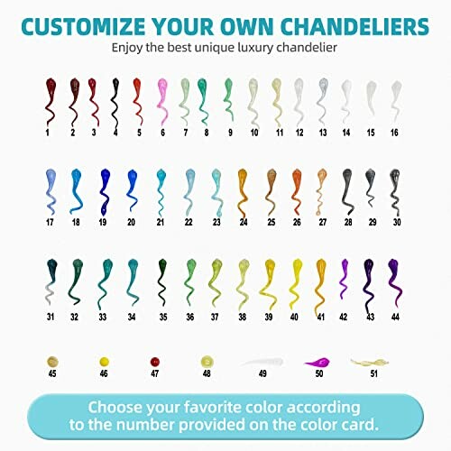 Color options for customizing a luxury chandelier.