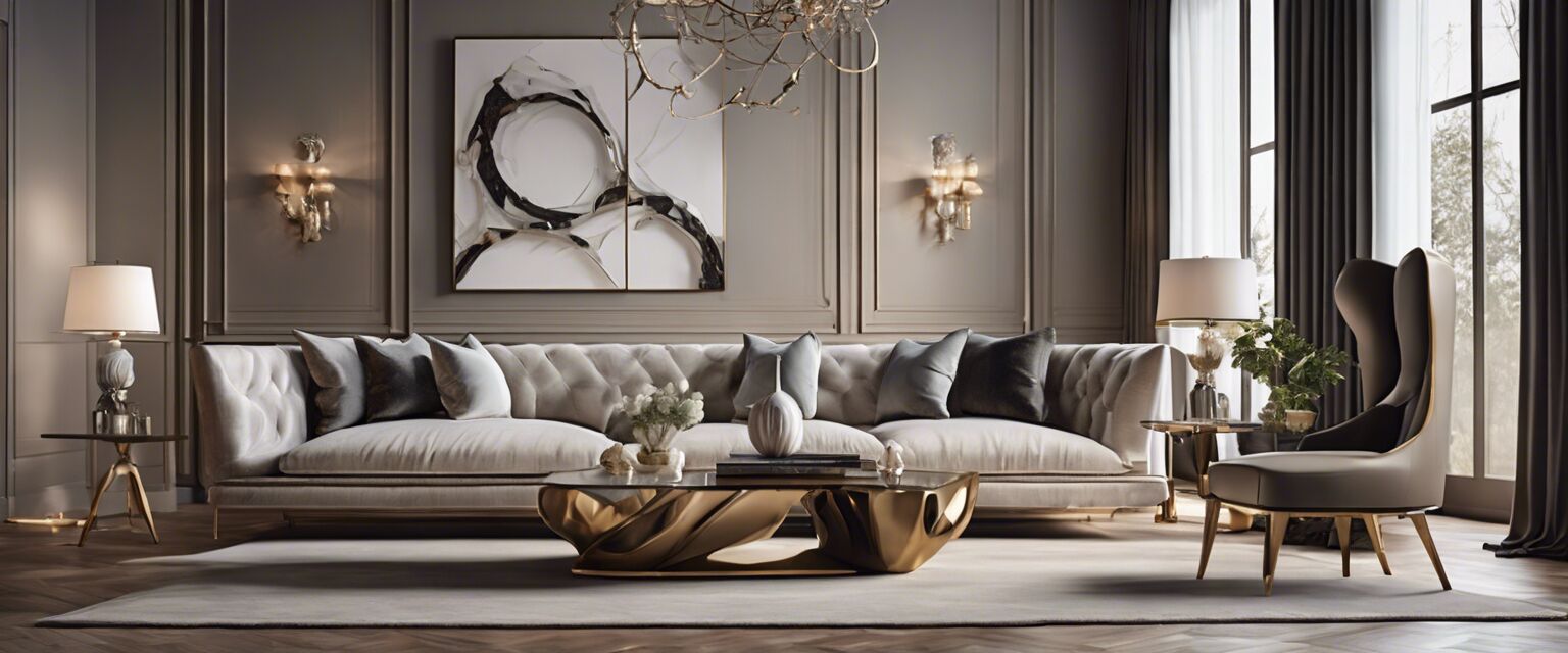 Elegant sculptures in luxury living room