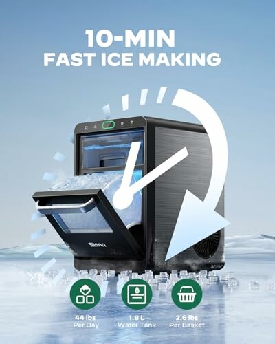 Ice maker with fast ice making feature and capacity details