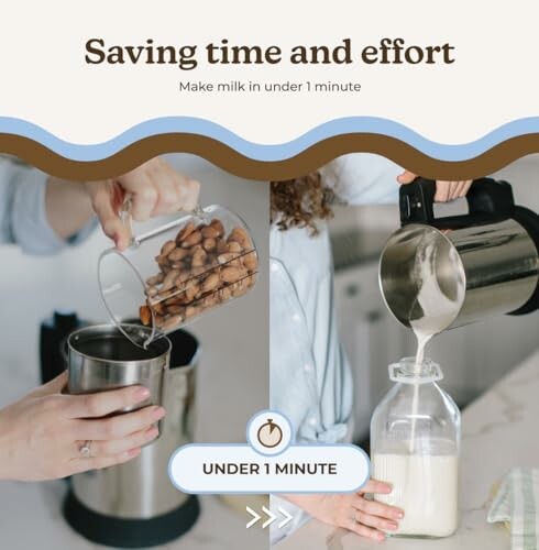 Steps to make nut milk in under 1 minute.