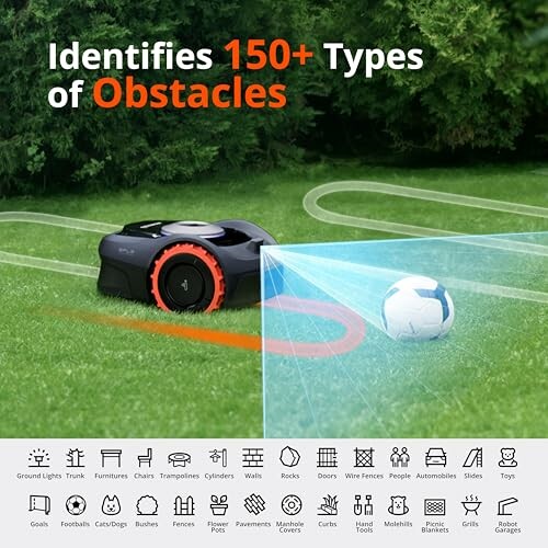 Robot lawn mower detecting a soccer ball as an obstacle.