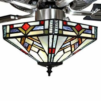 Decorative stained glass ceiling fan light fixture