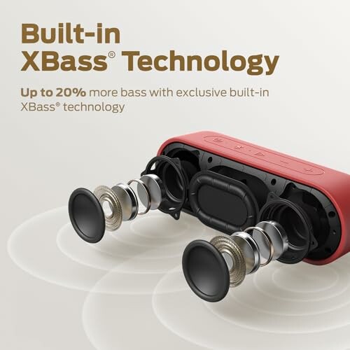 Speaker showcasing built-in XBass technology.